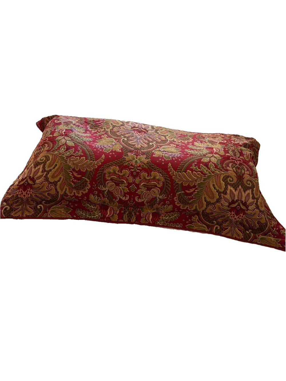 Classic Raymond Waites Studio King Pair Pillow Shams Paisley French Red